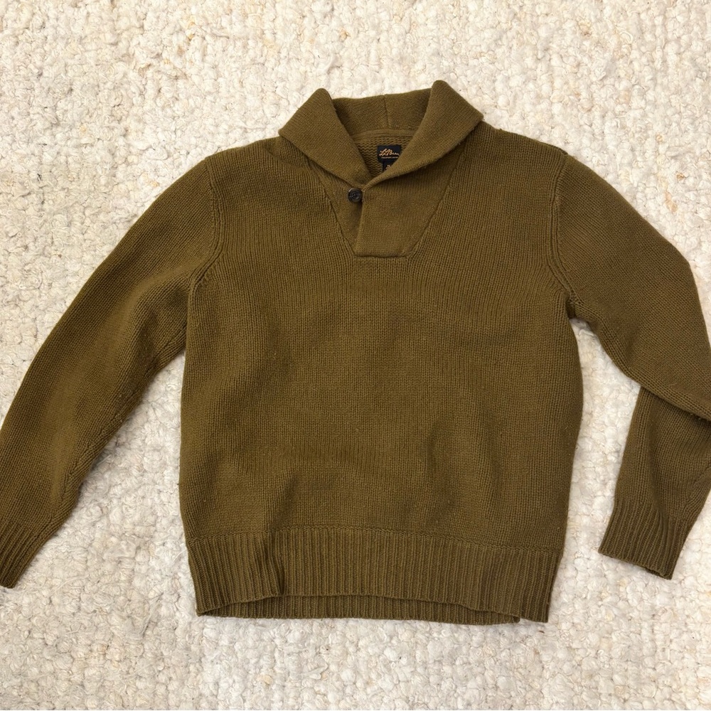 Men's Olive LL Bean Mock Neck Sweater
